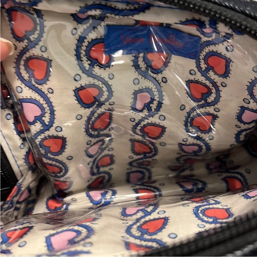 🎉HP🎉Vera Bradley Stitched Hearts Denim Medium Cosmetic Makeup Bag Pouch NWT